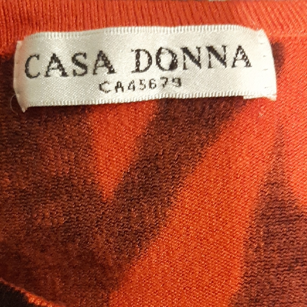 CASA🏠DONNA Vibrant Orange & Black KNIT Long Sleeve Top SIZE XS/S - Picture 5 of 8